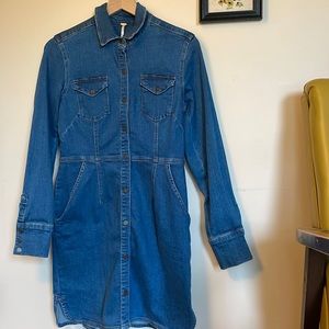 Free People denim long sleeve dress